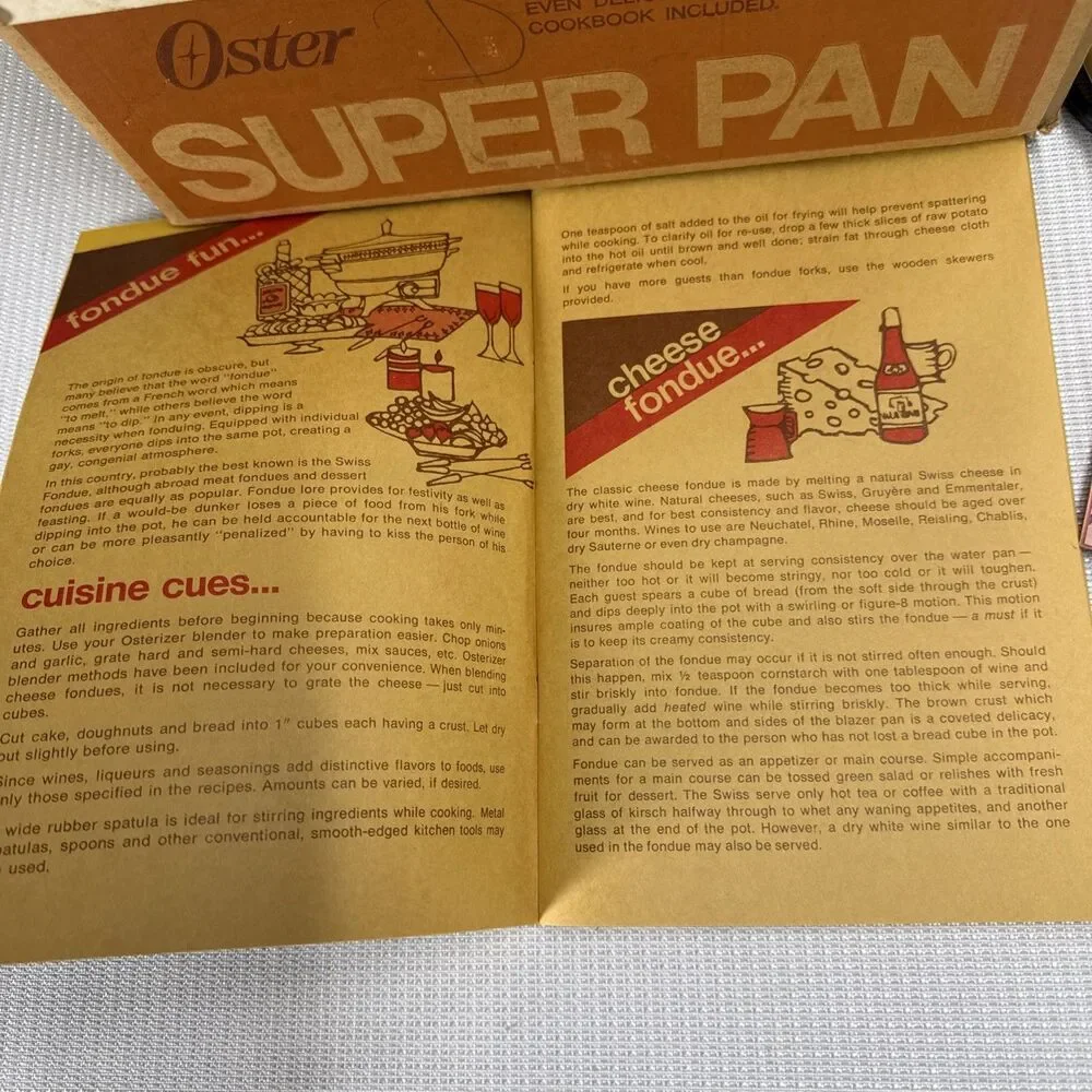Vintage Oster Super Pan Harvest Gold 697 Original Box, Papers and Packaging